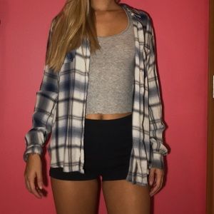 navy blue & white flannel
